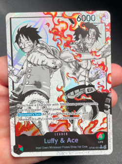 ST30-001 Luffy & Ace Alt Art Leader (Parallel) English One Piece TCG NM - Image 1