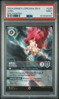2024 DISNEY LORCANA EN 4-URSULA'S RETURN ENCHANTED ARIEL - SONIC WARRIOR PSA 9 - Image 1