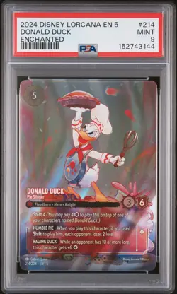 2024 DISNEY LORCANA EN 5-SHIMMERING SKIES #214 DONALD DUCK - PIE SLINGER PSA 9 - Image 1
