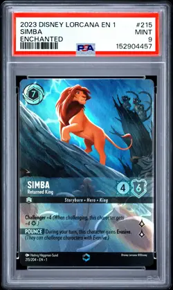 2023 DISNEY LORCANA EN 1-THE FIRST CHAPTER ENCHANTED SIMBA - RETURNED KING PSA 9 - Image 1
