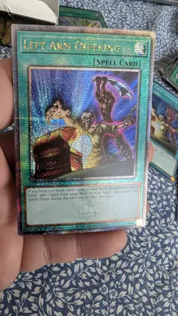 Left Arm Offering RA04-EN086 Spell Card x3 QCR, Secret Rare and Super Rare - Image 2