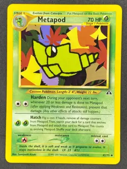 Pokemon Metapod 42/75 N2 Neo Discovery Unlimited LP/NM - Image 1