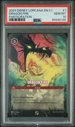 2024 DISNEY LORCANA EN C1-LORCANA CHALLENGE PROMO #1 DRAGON FIRE PSA 10 - Image 1