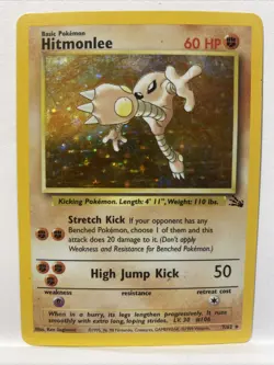 Pokemon TCG Hitmonlee Fossil 7/62 Holo Unlimited Holo Rare - Image 1