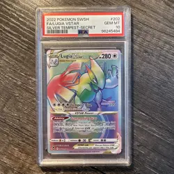 Lugia VSTAR 2022 Pokemon Sword & Shield Silver Tempest 202/195 Rainbow PSA 10 FA - Image 1