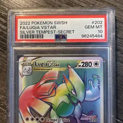 Lugia VSTAR 2022 Pokemon Sword & Shield Silver Tempest 202/195 Rainbow PSA 10 FA - Image 3