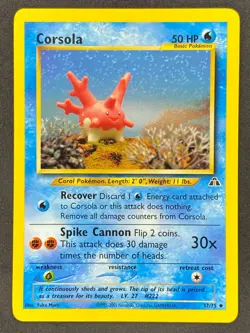Pokemon Corsola 37/75 N2 Neo Discovery Unlimited LP/NM - Image 1