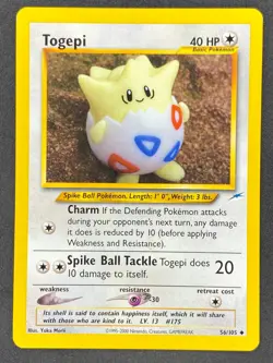 Pokemon Togepi 56/105 N4 Neo Destiny Unlimited LP - Image 1