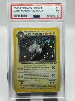 Pokemon TCG Dark Magneton 11/82 Team Rocket Holo Rare Swirled PSA 5 - Image 1