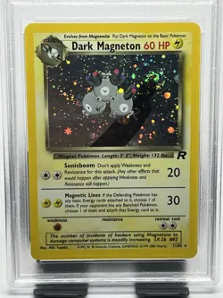 Pokemon TCG Dark Magneton 11/82 Team Rocket Holo Rare Swirled PSA 5 - Image 2