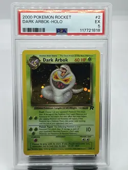 Pokemon TCG Dark Arbok 2/82 Team Rocket Holo Rare Swirled PSA 5 - Image 1