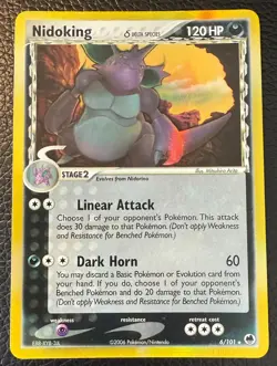 2006 POKEMON TCG NIDOKING REVERSE HOLO RARE EX DRAGON FRONTIERS 6/101 LP/NM - Image 1