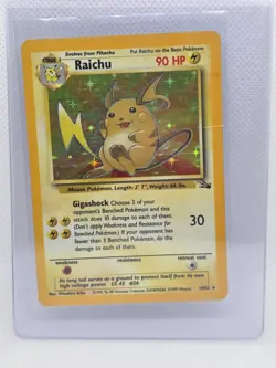Pokemon TCG Raichu Fossil 14/62 Holo Unlimited Holo Rare - LP - Small Crease - Image 1