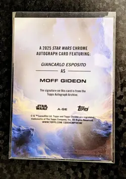 [SC] mc109 Tops Star Wars Chrome Moff Gideon Autographed Card - Image 2