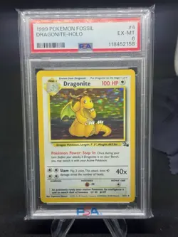 1999 Pokemon TCG Dragonite Fossil Holo Card 4/62 - Image 1