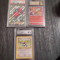 3x Graded Pokemon TCG Cards PSA 10 Ball Guy, CGC 10 Moltres, CGC 9.5 Porygon - Image 1