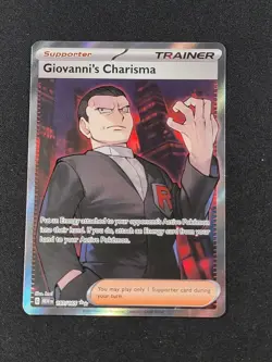 Pokemon TCG Giovanni's Charisma Full Art Trainer Ultra Rare Card 197/165 - Image 1