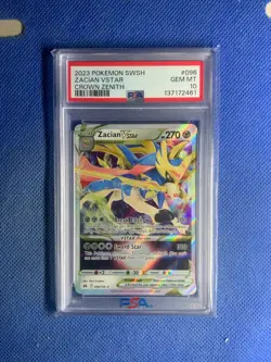 2023 PSA 10 Pokemon SWSH Crown Zenith Zacian Vstar 096/159 Card Gem Mint - Image 1