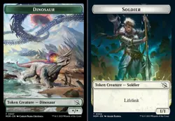 1 x Dinosaur (007) // Soldier (002) Double-Sided Token - Foil - March of the Mac - Image 1