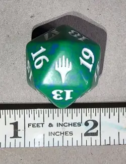 Planeswalker Green w/Blue D20 Life Counter Spindown Die -Magic the Gathering MTG - Image 2