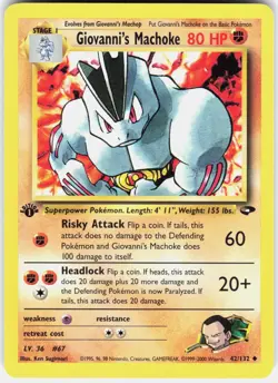 Giovanni's Machoke 42/132 Uncommon Gym Challenge Pokemon 1st Edition NM 01-03-43 - Image 1