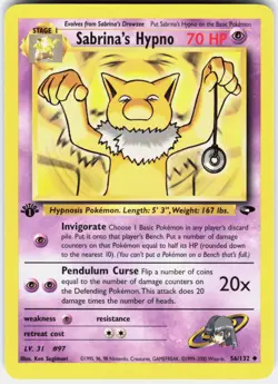 Sabrina's Hypno 56/132 Uncommon Gym Challenge Pokemon 1st Edition NM 01-03-68 - Image 1