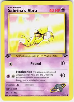 Sabrina's Abra 93/132 Common Gym Challenge Pokemon 1st Edition NM 01-03-71 - Image 1