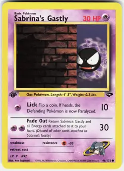 Sabrina's Gastly 96/132 Common Gym Challenge Pokemon 1st Edition NM 01-03-86 - Image 1