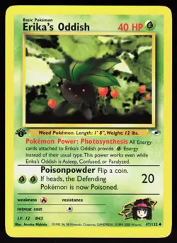 Erika's Oddish 47/132 Uncommon Gym Heroes 1st edition Pokemon NM 01-03-101 - Image 1