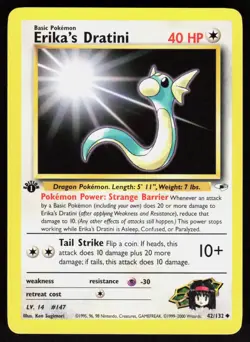 Erika's Dratini 42/132 Uncommon Gym Heroes 1st edition Pokemon NM 01-03-122 - Image 1