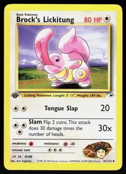 Brock's Lickitung 41/132 Uncommon Gym Heroes 1st edition Pokemon NM 01-03-139 - Image 1