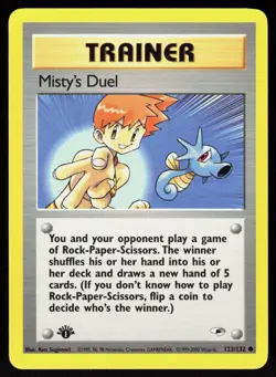 Misty's Duel 123/132 Common Gym Heroes 1st edition Pokemon NM 01-03-148 - Image 1
