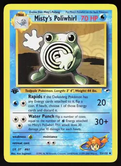 Misty's Poliwhirl 53/132 Uncommon Gym Heroes 1st edition Pokemon NM 01-03-171 - Image 1
