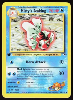 Misty's Seaking 55/132 Uncommon Gym Heroes 1st edition Pokemon NM 01-03-179 - Image 1