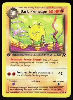 Dark Primeape 43/82 Uncommon Team Rocket Pokemon 1st Edition NM 01-07-59 - Image 1
