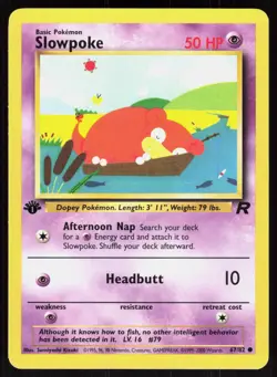 Slowpoke 67/82 Common Team Rocket Pokemon 1st Edition NM 01-07-07 - Image 1