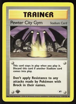 Pewter City Gym 115/132 Uncommon Gym Heroes Pokemon 1st Edition NM 01-08-33 - Image 1