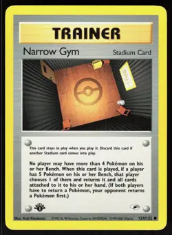 Narrow Gym 124/132 Common Gym Heroes Pokemon 1st Edition NM 01-08-11 - Image 1