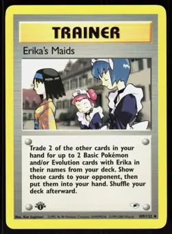 Erika's Maids 109/132 Uncommon Gym Heroes Pokemon 1st Edition NM 01-08-105 - Image 1