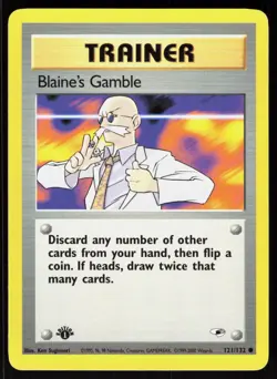 Blaine's Gamble 121/132 Common Gym Heroes Pokemon 1st Edition NM 01-08-68 - Image 1
