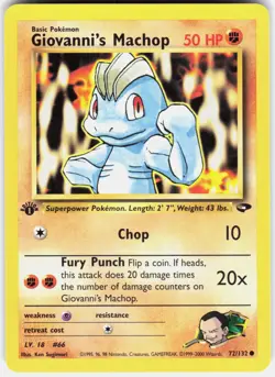 Giovanni's Machop 72/132 Common Gym Challenge Pokemon 1st Edition NM 01-03-38 - Image 1
