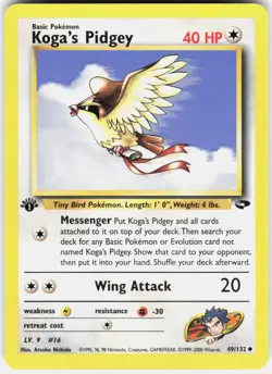Koga's Pidgey 49/132 Uncommon Gym Challenge Pokemon 1st Edition NM 01-03-46 - Image 1