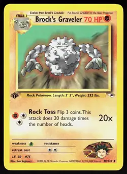 Brock's Graveler 40/132 Uncommon Gym Heroes 1st edition Pokemon NM 01-03-136 - Image 1