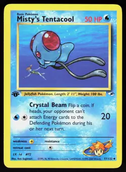 Misty's Tentacool 57/132 Uncommon Gym Heroes 1st edition Pokemon NM 01-03-158 - Image 1