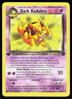 Dark Kadabra 39/82 Uncommon Team Rocket Pokemon 1st Edition NM 01-07-50 - Image 1