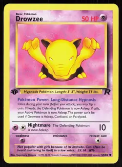 Drowzee 54/82 Common Team Rocket Pokemon 1st Edition NM 01-07-04 - Image 1