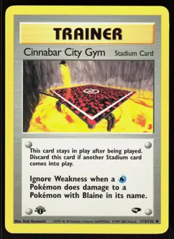 Cinnabar City Gym 113/132 Uncommon Gym Challenge Pokemon 1st Edition NM 01-08-09 - Image 1