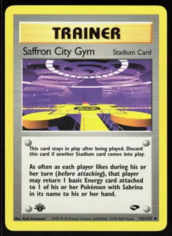 Saffron City Gym 122/132 Uncommon Gym Challenge Pokemon 1st Edition NM 01-08-50 - Image 1