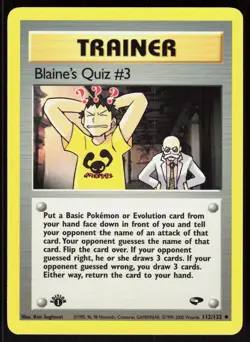 Blaine's Quiz #3 112/132 Uncommon Gym Challenge Pokemon 1st Edition NM 01-08-60 - Image 1