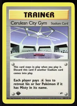 Cerulean City Gym 108/132 Uncommon Gym Heroes Pokemon 1st Edition NM 01-08-46 - Image 1